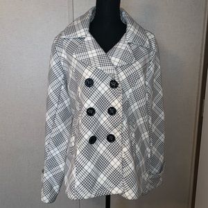 White/gray Cato plaid jacket/coat Large